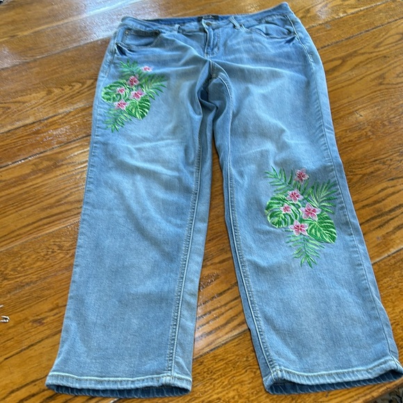 Earl Jeans floral embroidered straight let jeans. Y2K, Great condition. Size 16W - Picture 1 of 11